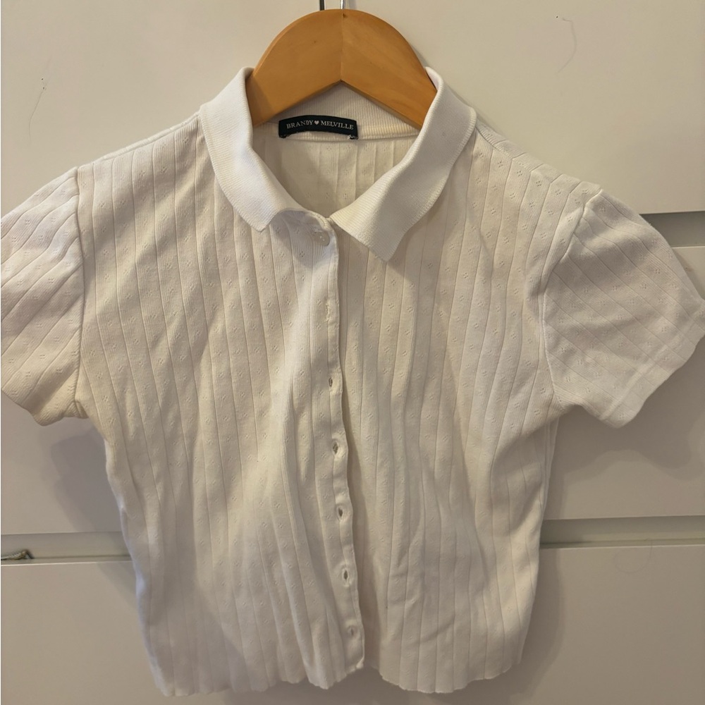 Brandy Melville White Button Down Shirt Classic Cotton